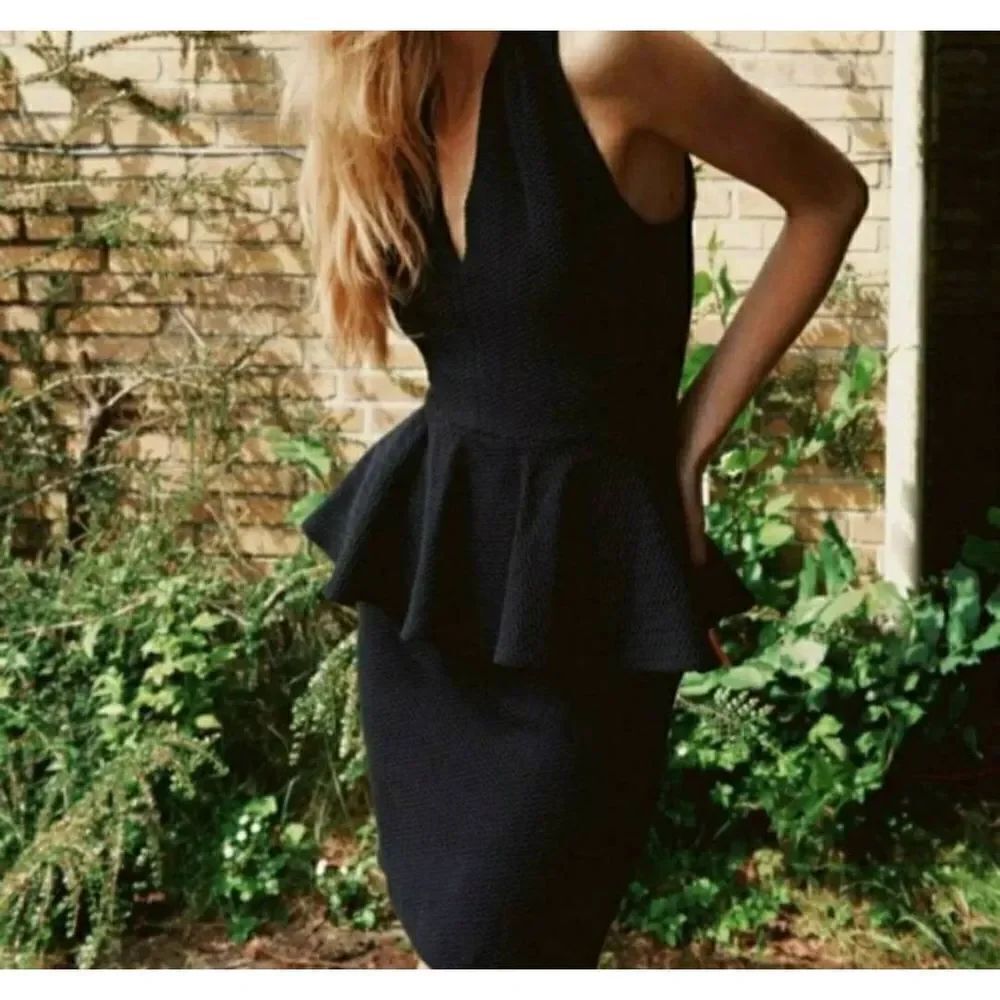 Ganni 'Miss Marple' peplum black party dress sz Small